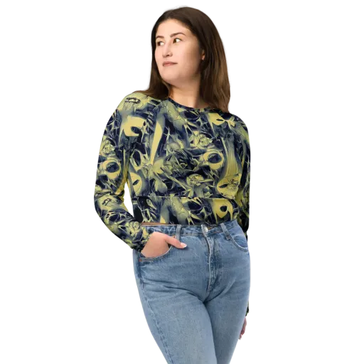 Lunar Distortion on a Long Sleeve Crop Top