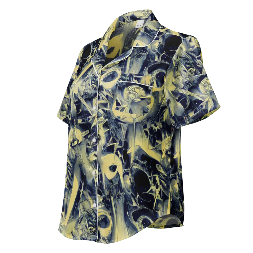 Lunar Distortion on Women's Short Sleeve Pajama Top — Left Front