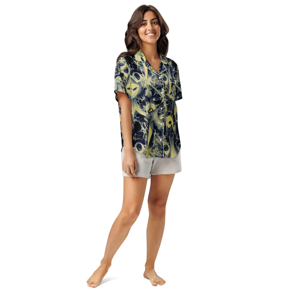 Lunar Distortion on Women's Short Sleeve Pajama Top — Front