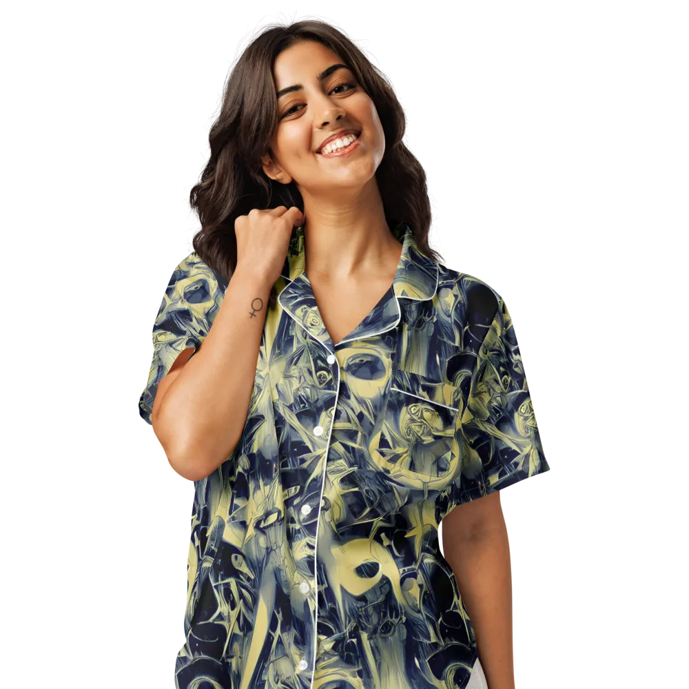 Lunar Distortion on Women's Short Sleeve Pajama Top — Front