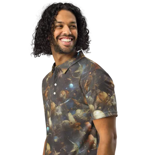 Nebula Foundry on a Men's Slim Fit Polo Shirt
