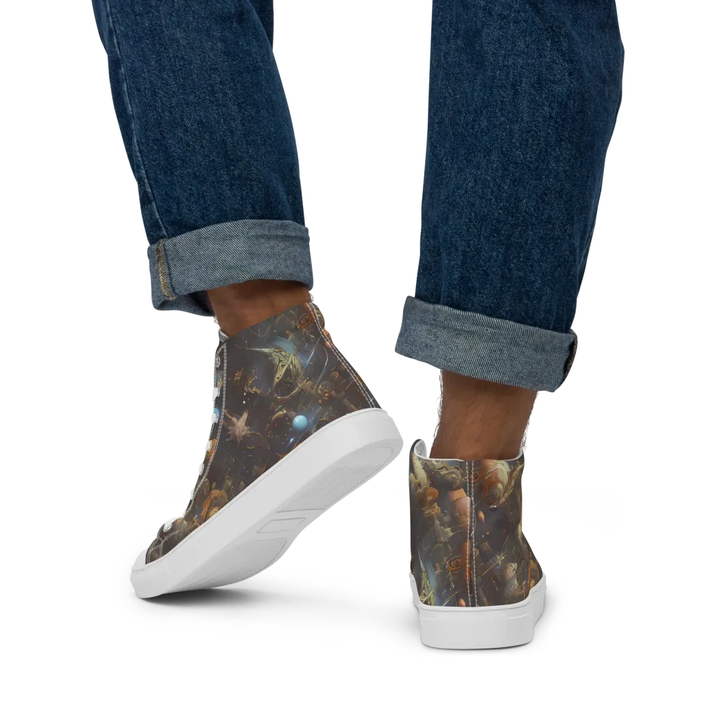 Nebula Foundry on Men's High Top Canvas Shoes — Back