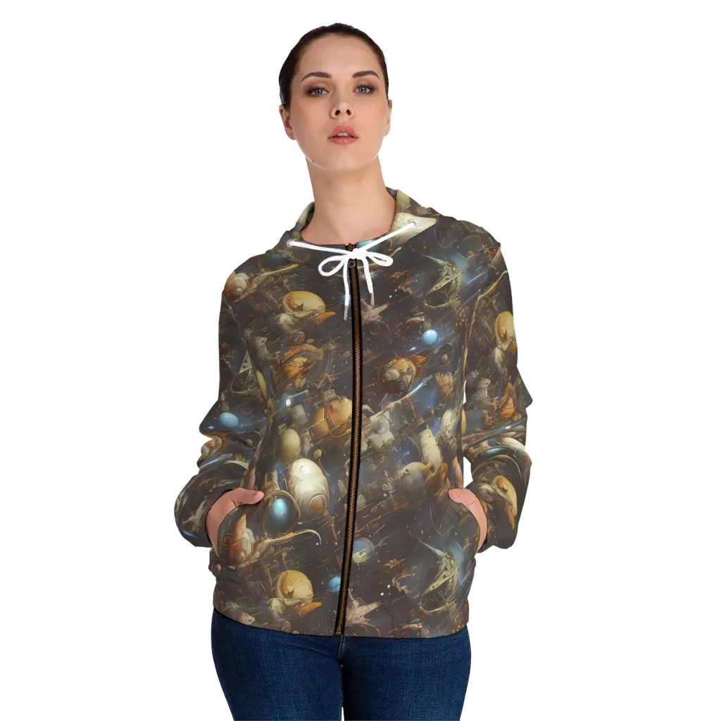Nebula Foundry on Women's Full-Zip Hoodie — Front On Person