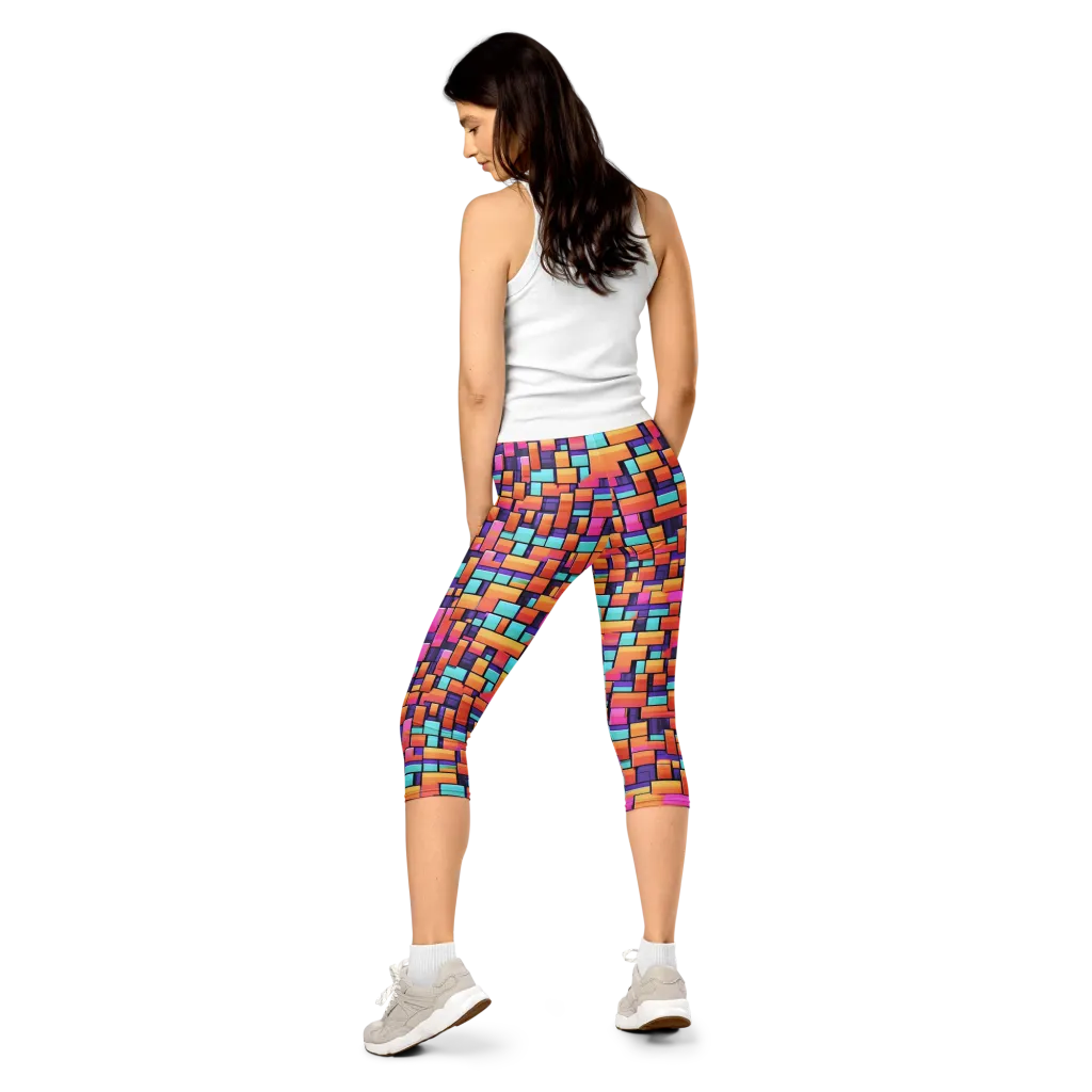 Neon Brickwork on Capri Leggings — Back