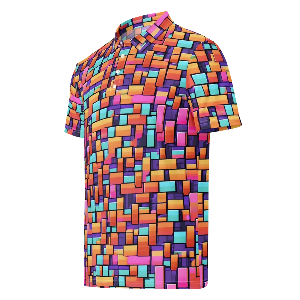 Neon Brickwork on Men's Slim Fit Polo Shirt — Left Front