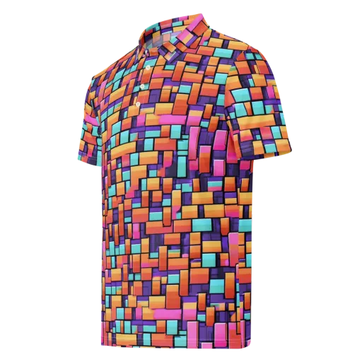 Neon Brickwork on a Men's Slim Fit Polo Shirt