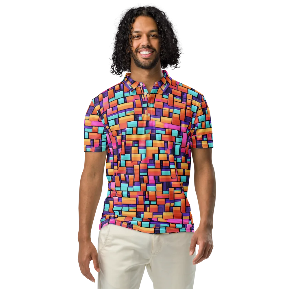 Neon Brickwork on Men's Slim Fit Polo Shirt — Front