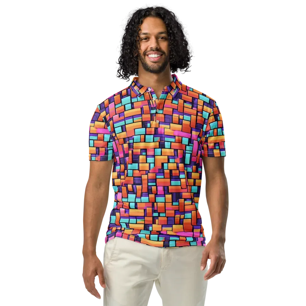 Neon Brickwork on Men's Slim Fit Polo Shirt — Front