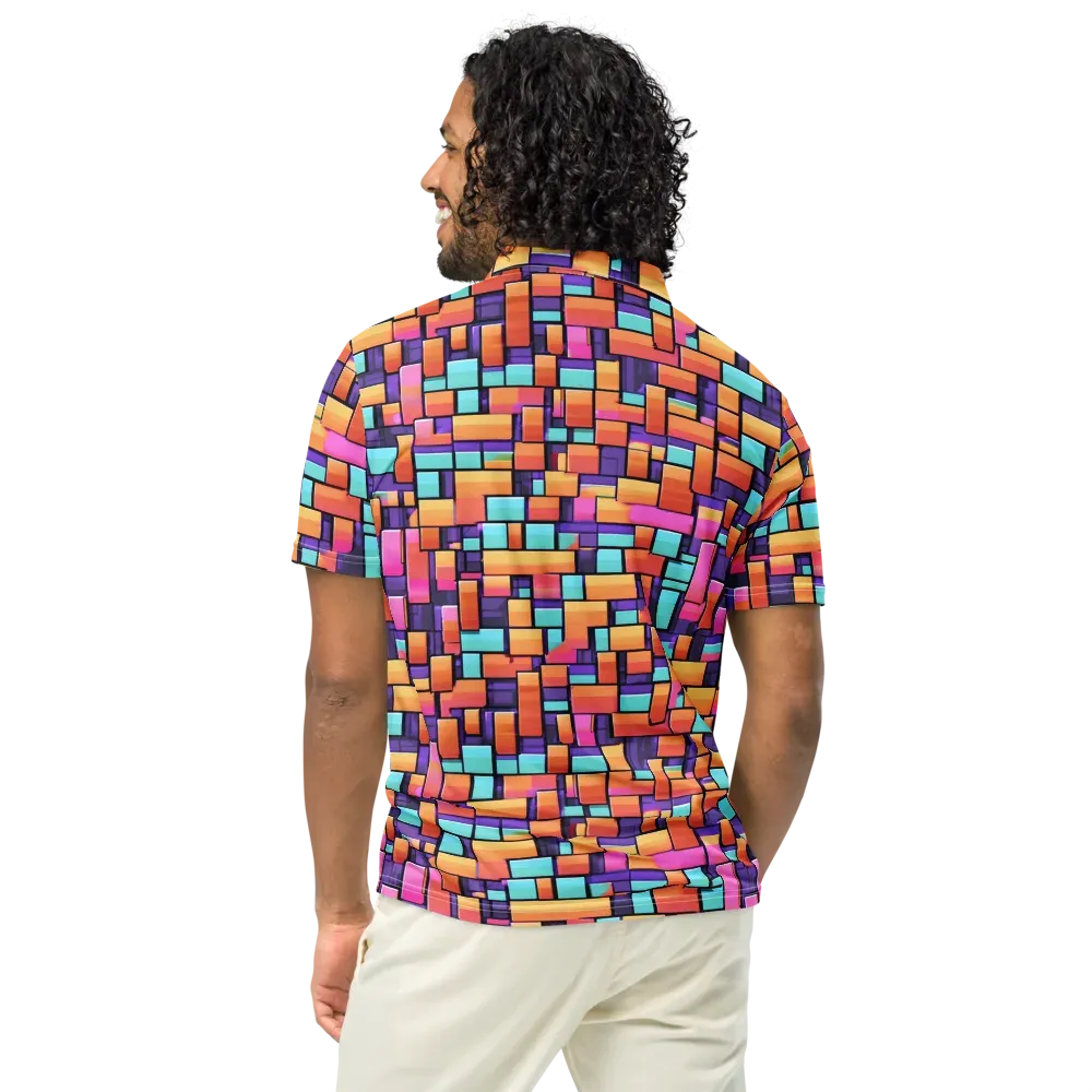 Neon Brickwork on Men's Slim Fit Polo Shirt — Back