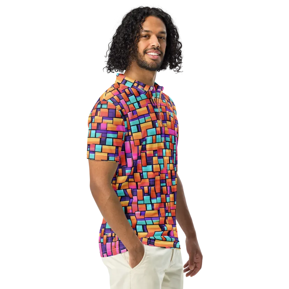 Neon Brickwork on Men's Slim Fit Polo Shirt — Right Front
