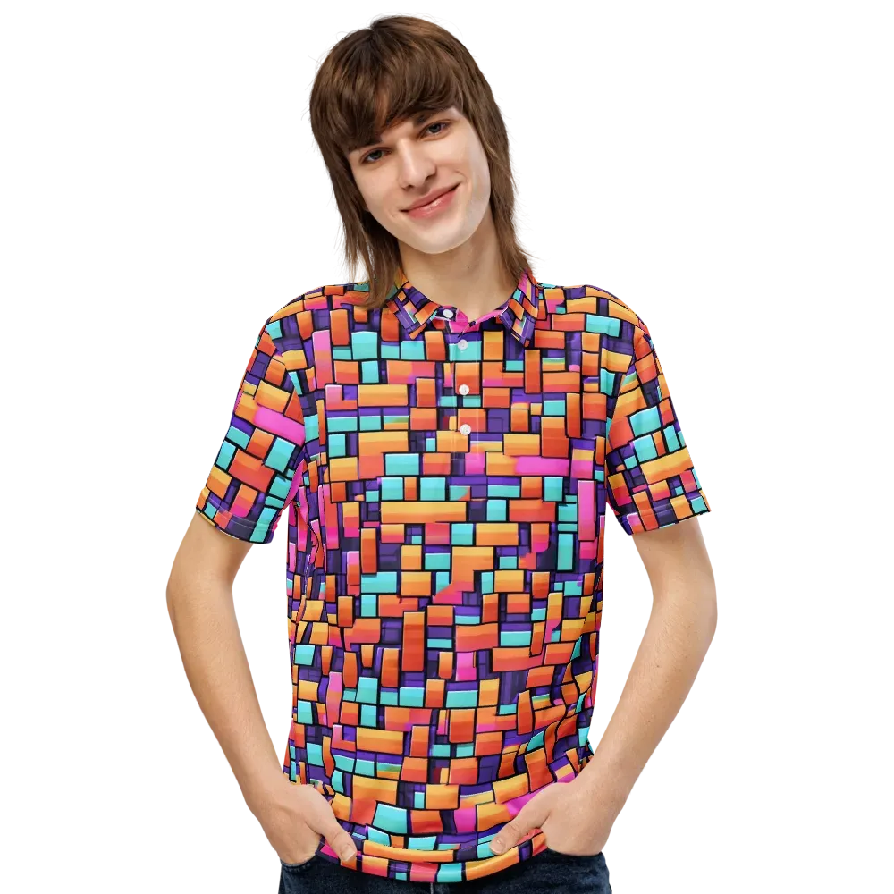 Neon Brickwork on Men's Slim Fit Polo Shirt — Front