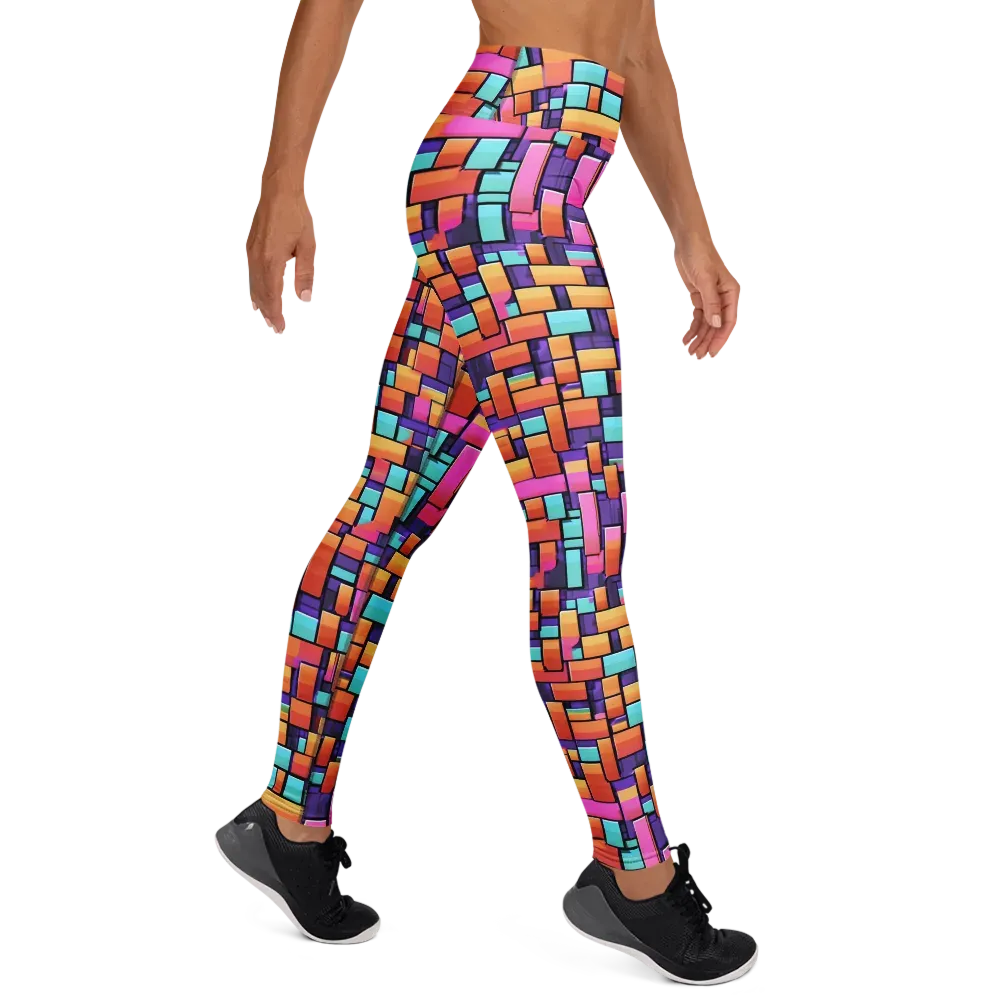 Neon Brickwork on Yoga Leggings — Right