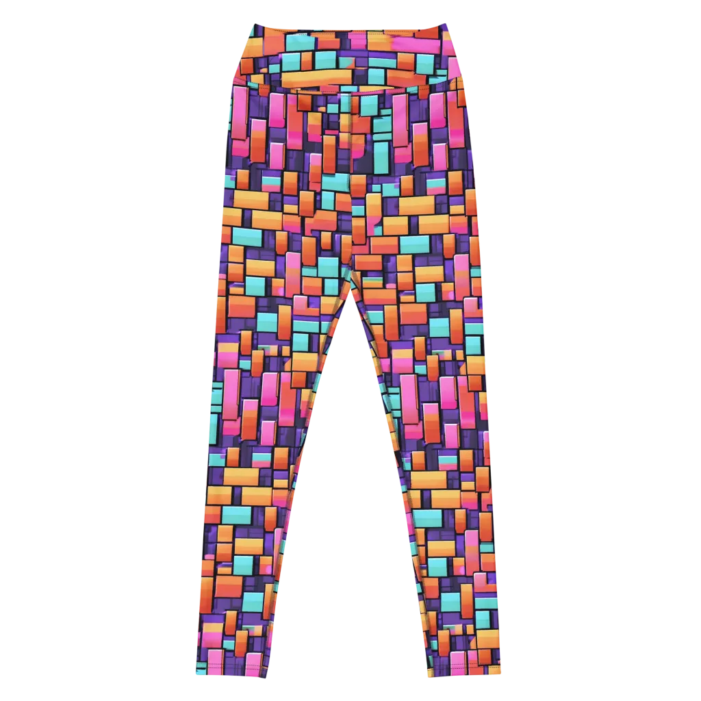 Neon Brickwork on Yoga Leggings — Front