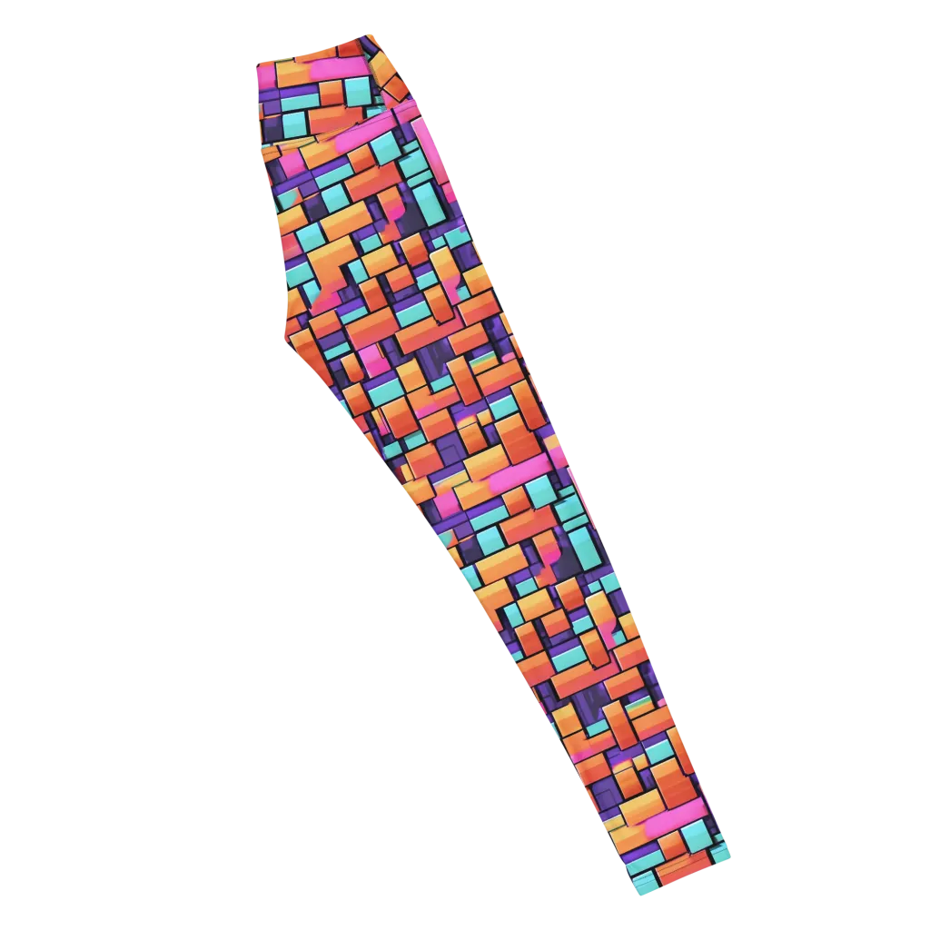 Neon Brickwork on Yoga Leggings — Right