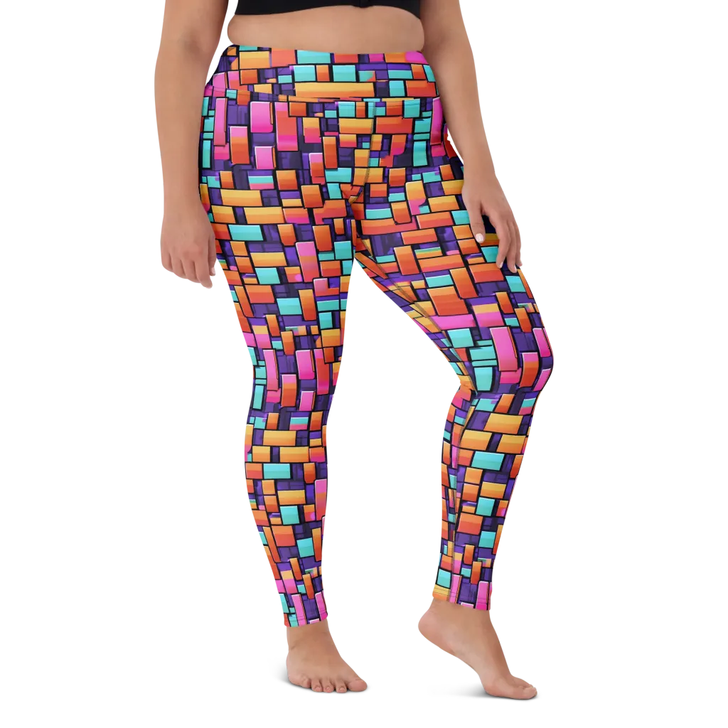 Neon Brickwork on Yoga Leggings — Front