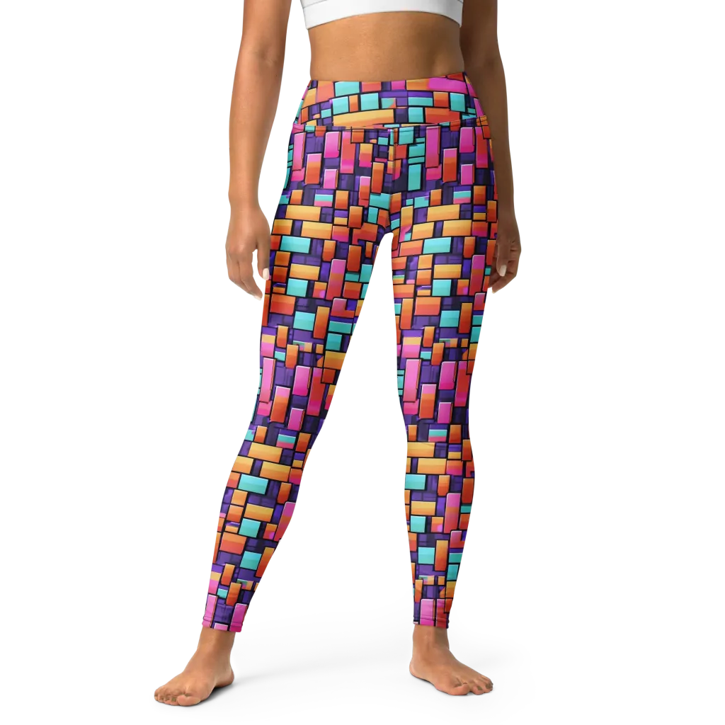 Neon Brickwork on Yoga Leggings — Front