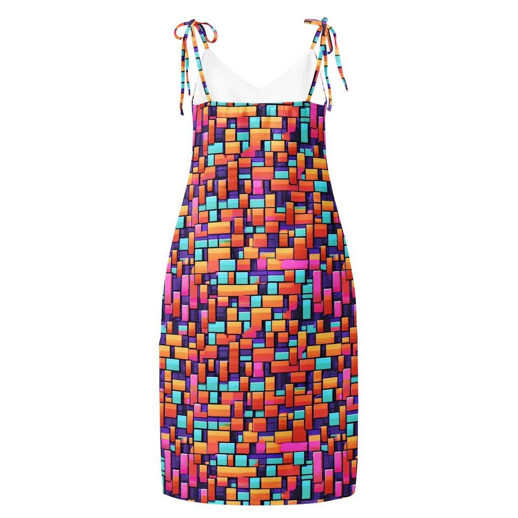 Neon Brickwork on Slip Dress — Back