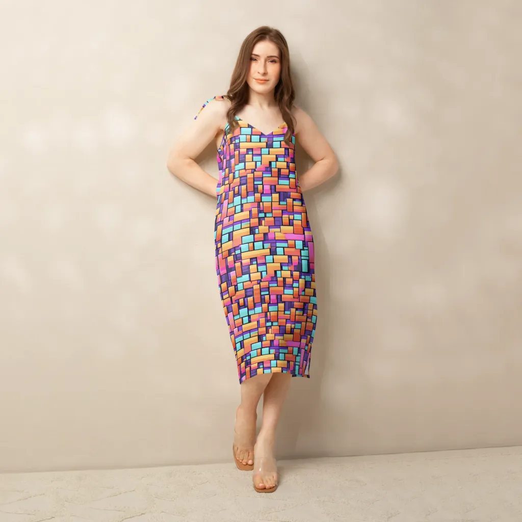 Neon Brickwork on Slip Dress — Front