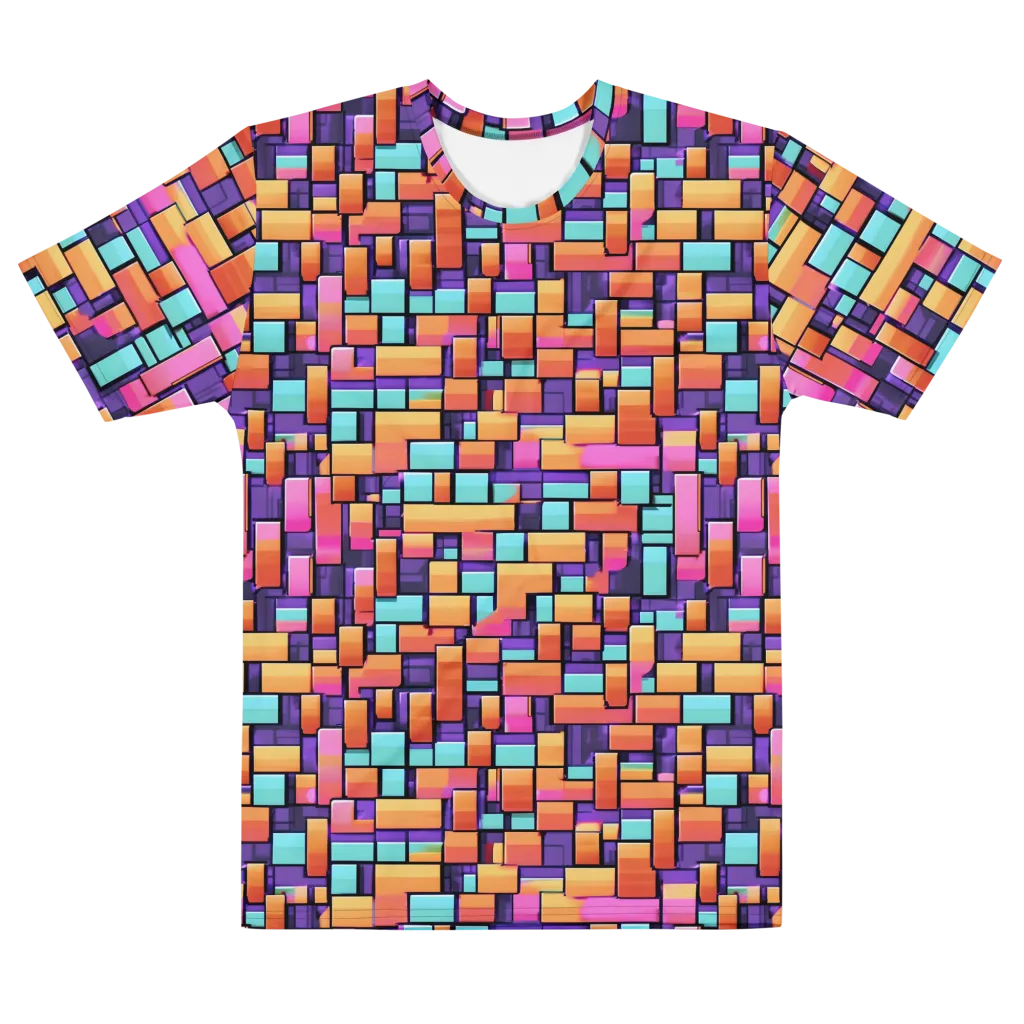 Neon Brickwork on Men's Cotton Crew Neck T-Shirt — Front
