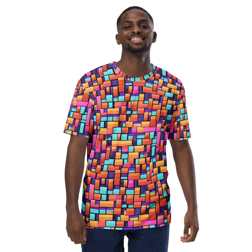 Neon Brickwork on Men's Crew Neck T-Shirt — Front