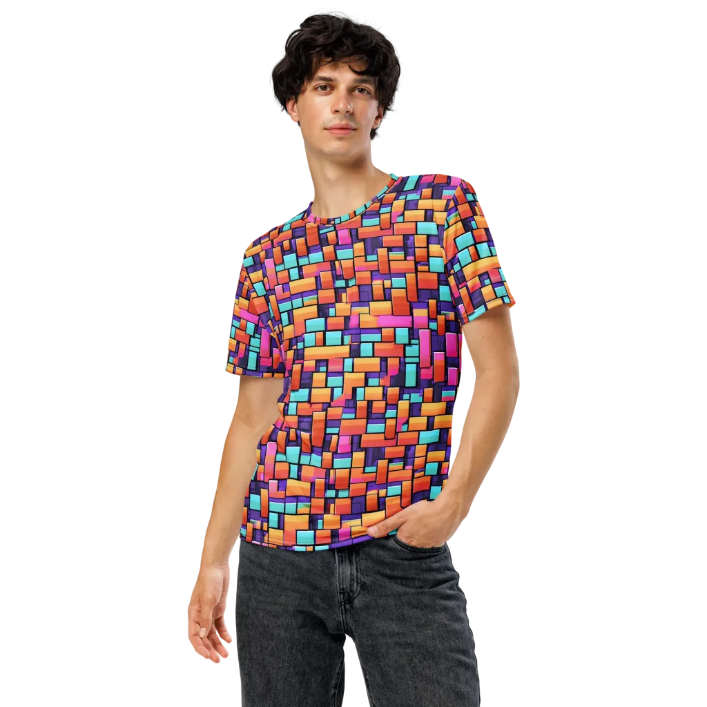 Neon Brickwork on Men's Crew Neck T-Shirt — Front