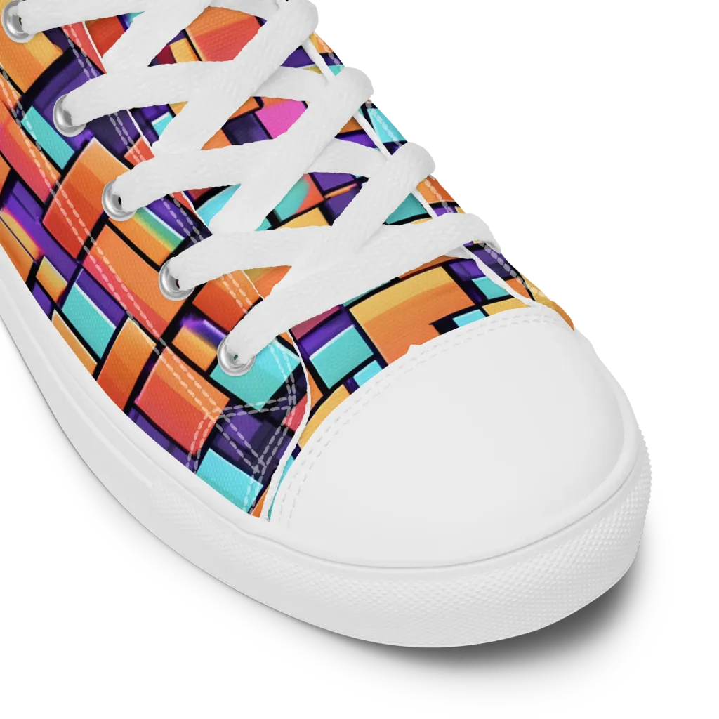 Neon Brickwork on Men's High Top Canvas Shoes — Product details