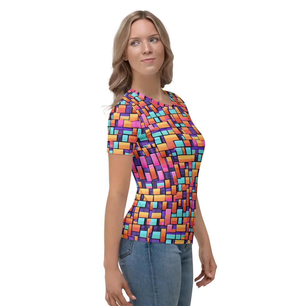 Neon Brickwork on Women's Crew Neck T-Shirt — Right
