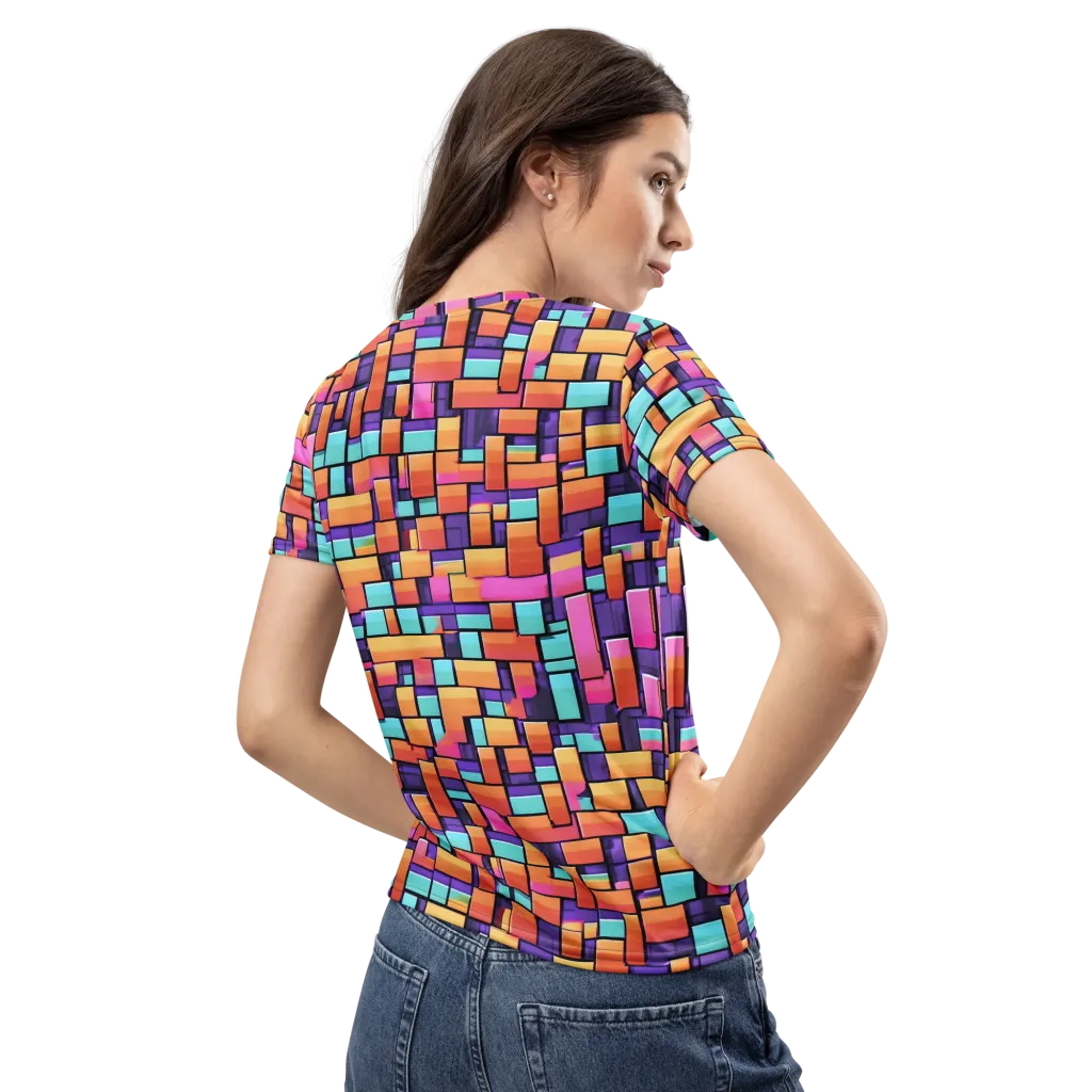 Neon Brickwork on Women's Crew Neck T-Shirt — Back