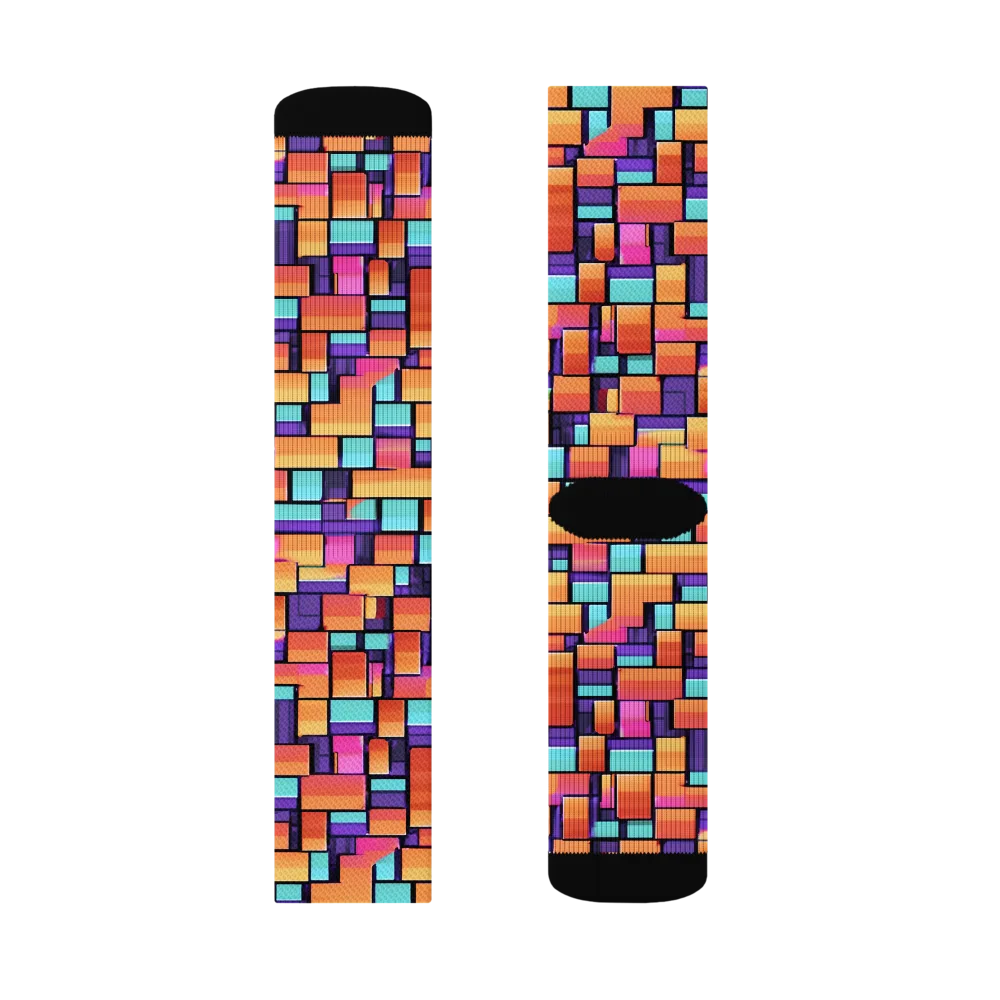 Neon Brickwork on Socks — Left Sock