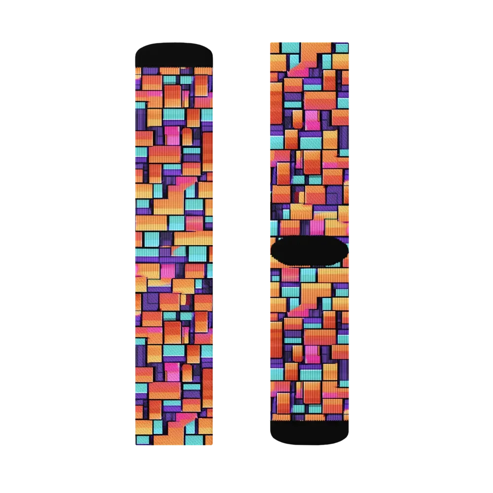 Neon Brickwork on Socks — Right Sock