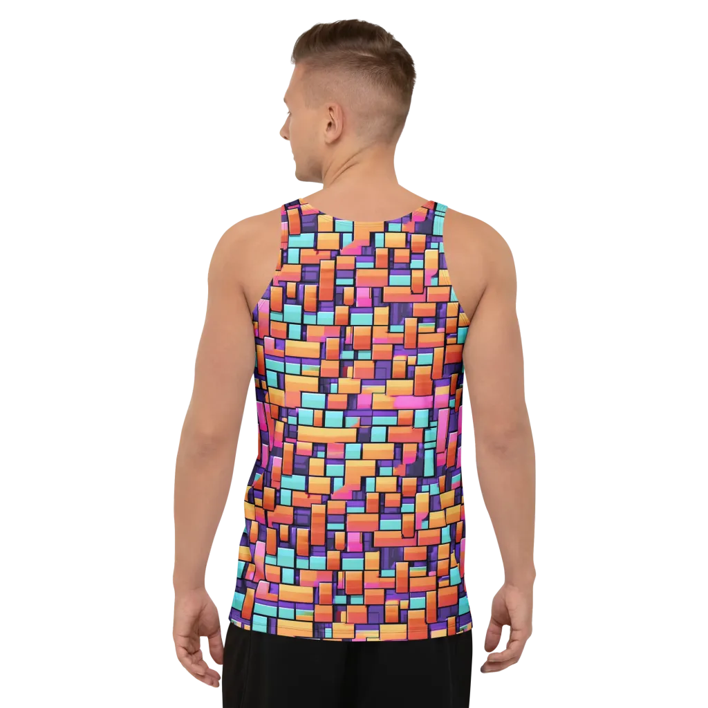 Neon Brickwork on Men's Tank Top — Back