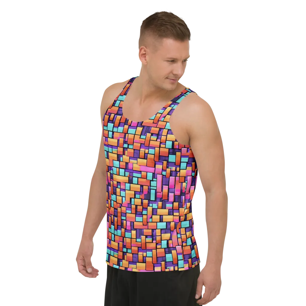Neon Brickwork on Men's Tank Top — Left Front