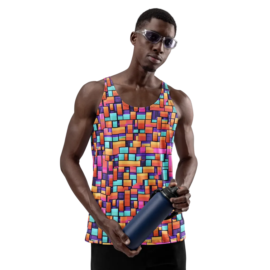 Neon Brickwork on Men's Tank Top — Front