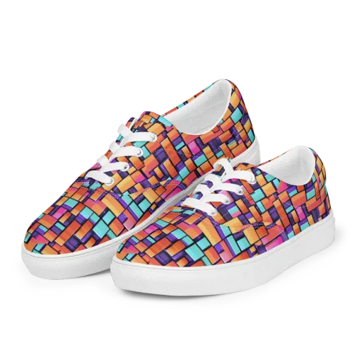Neon Brickwork on a Men's Lace-Up Canvas Shoes