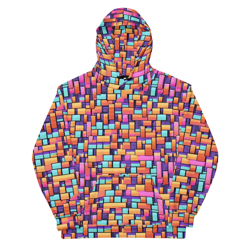 Neon Brickwork on Cotton Hoodie — Front