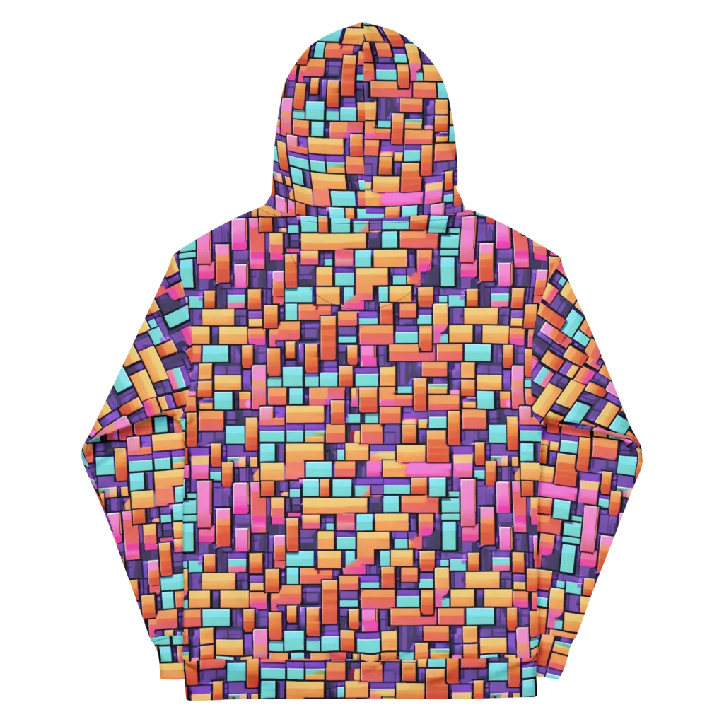 Neon Brickwork on Cotton Hoodie — Back