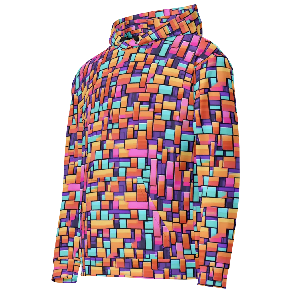 Neon Brickwork on Cotton Hoodie — Left Front