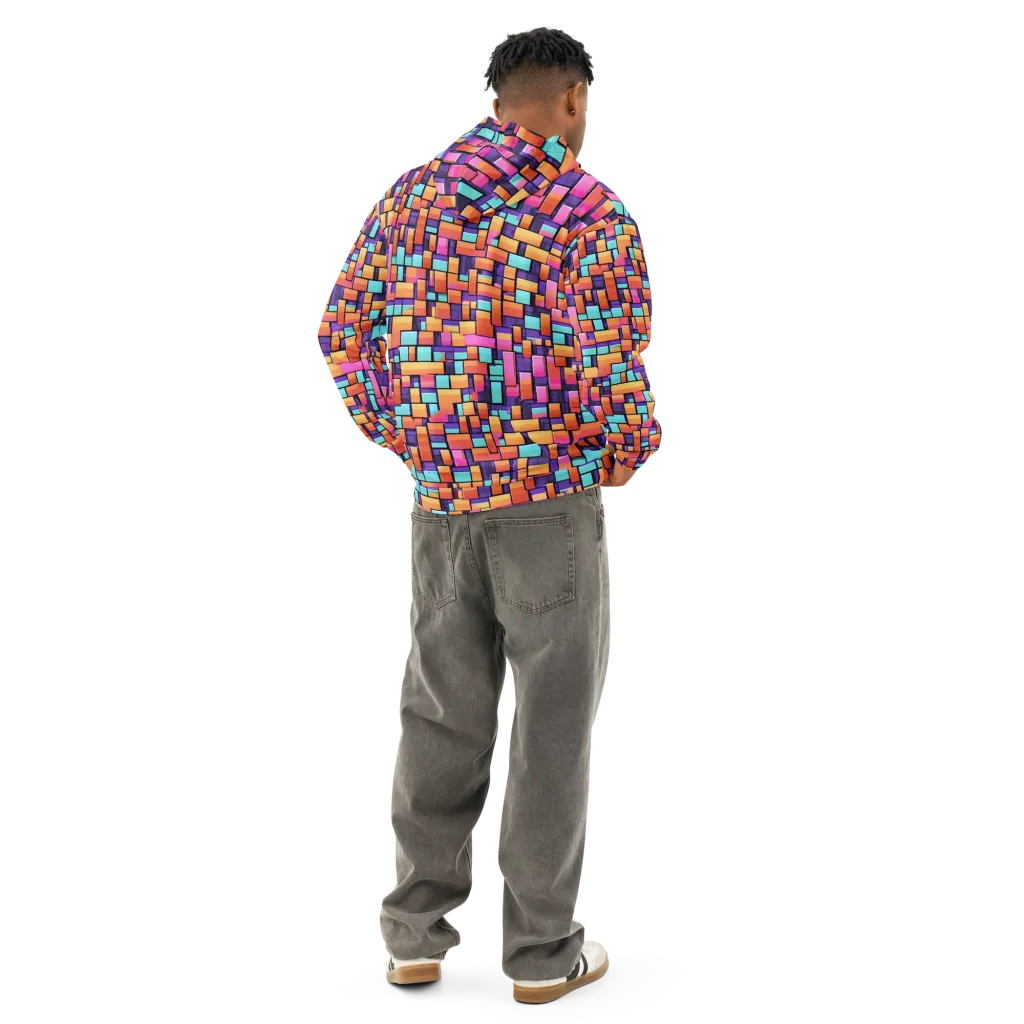 Neon Brickwork on Cotton Hoodie — Back