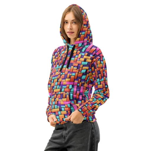 Neon Brickwork on a Cotton Hoodie