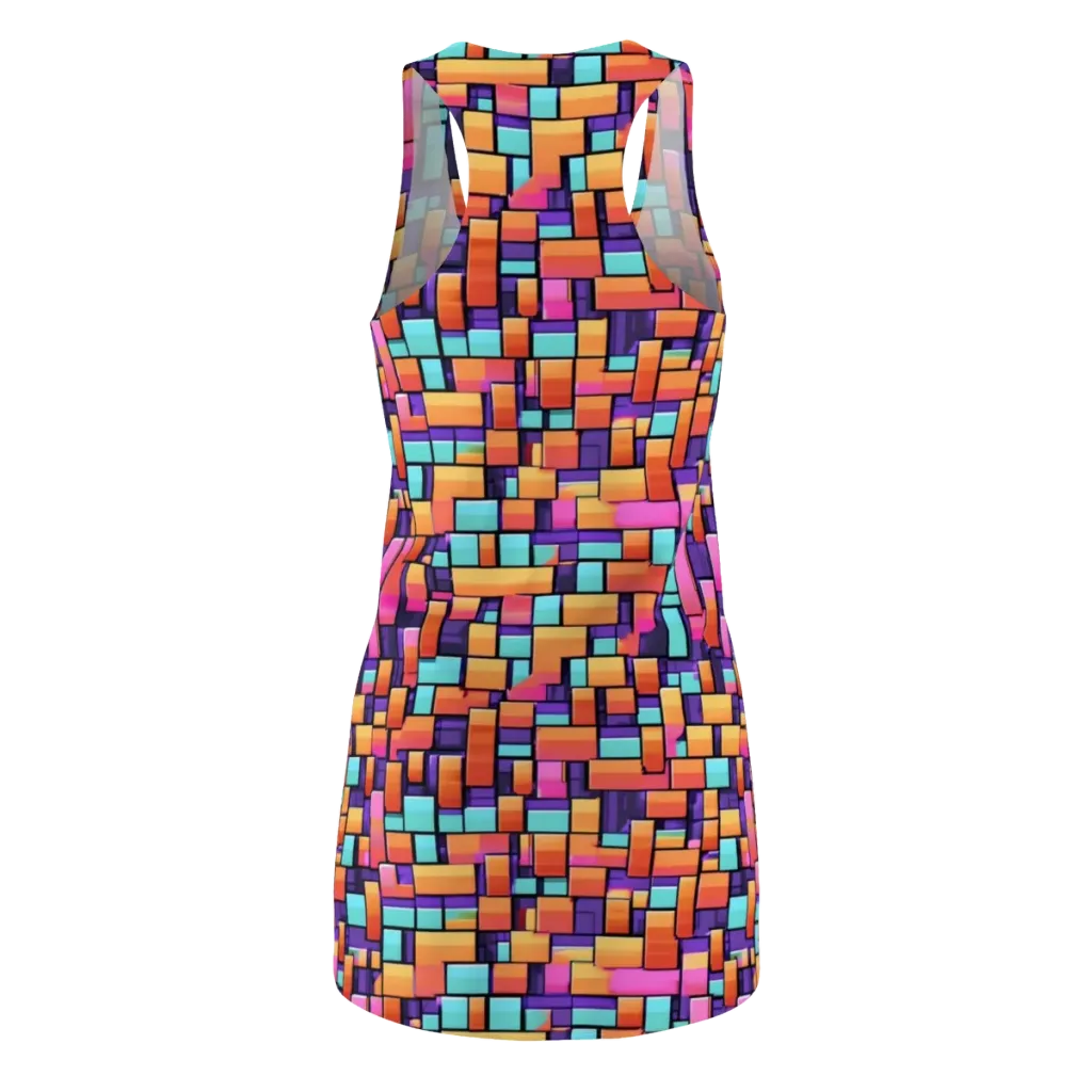 Neon Brickwork on Racerback Dress — Back