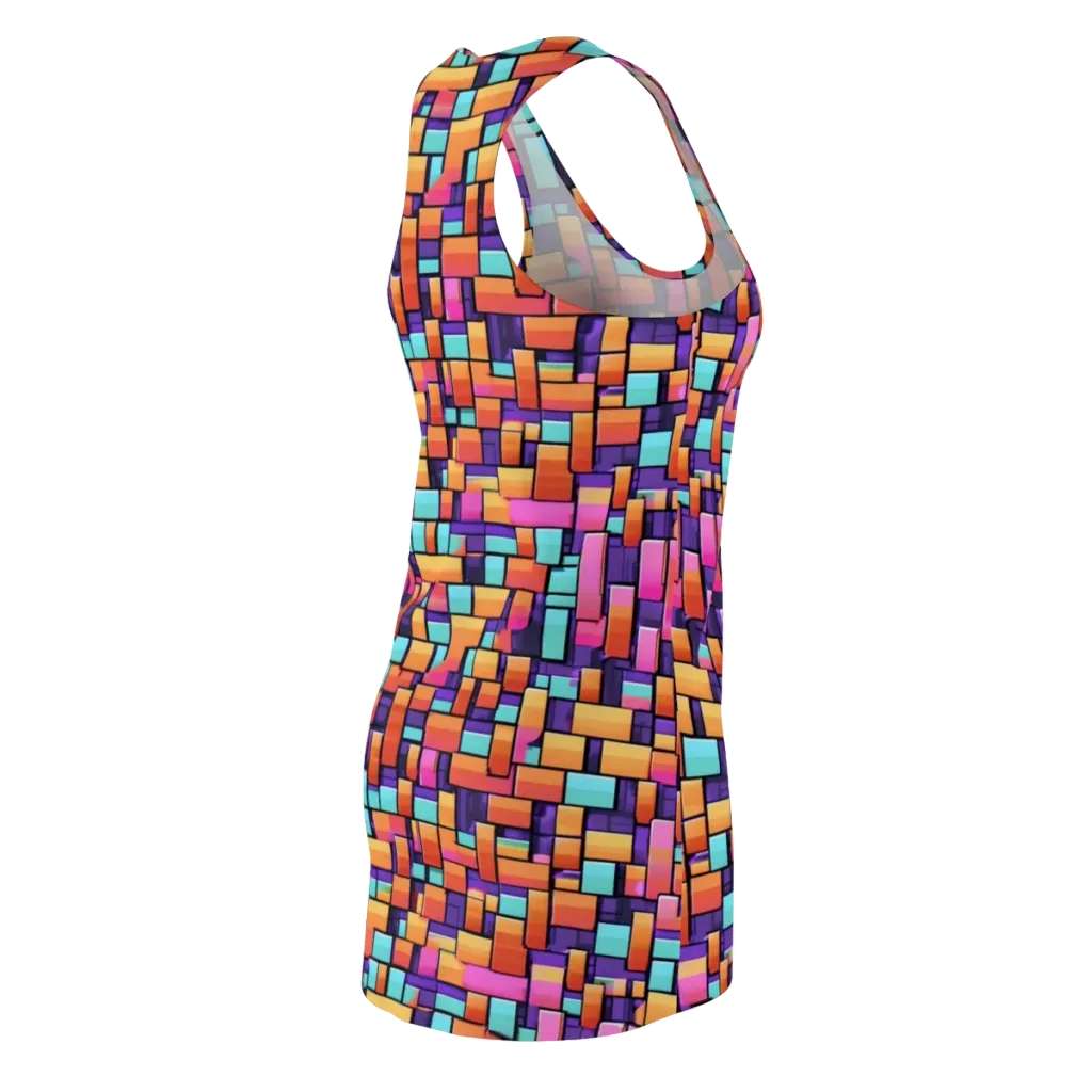 Neon Brickwork on Racerback Dress — Back Side