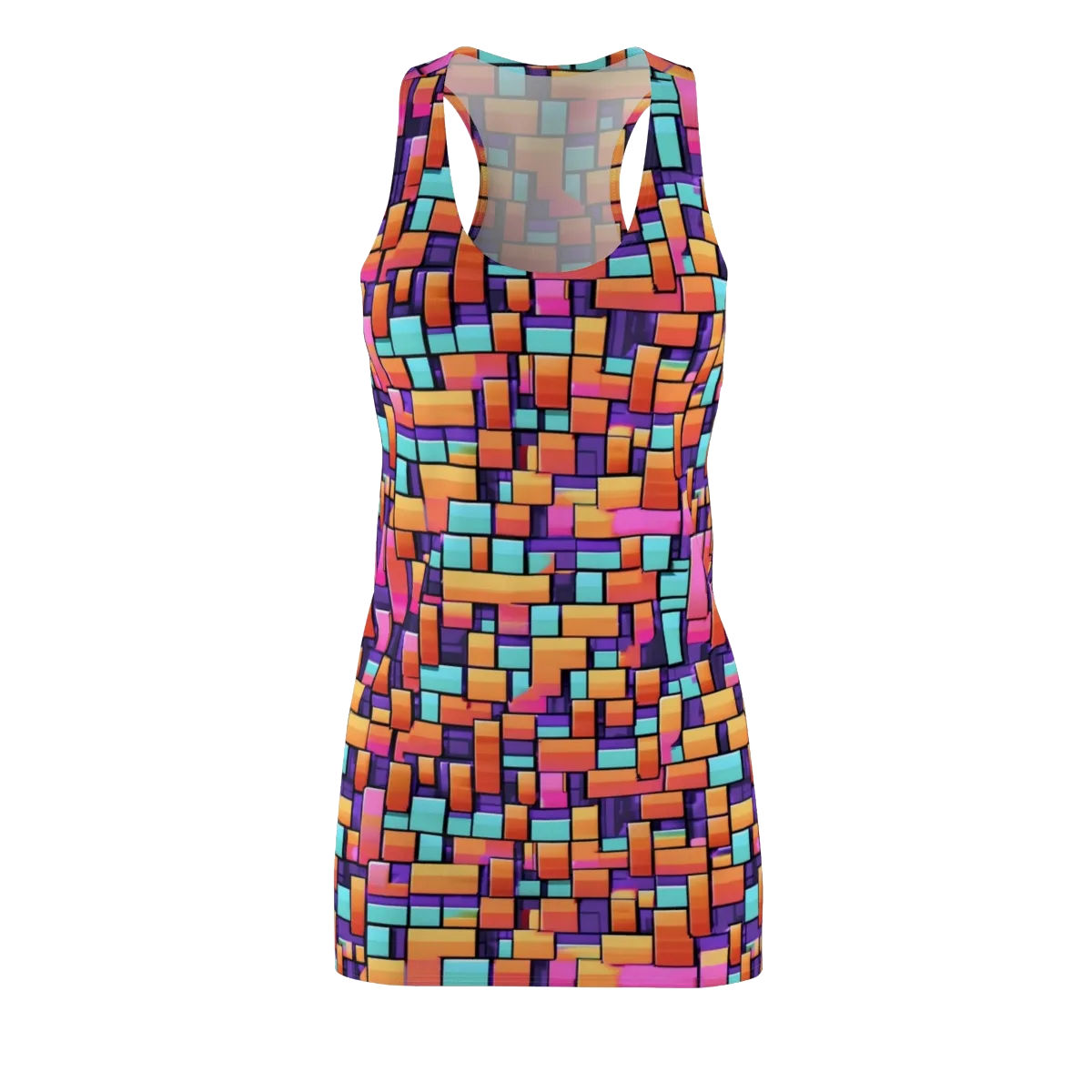 Neon Brickwork on Racerback Dress — Front