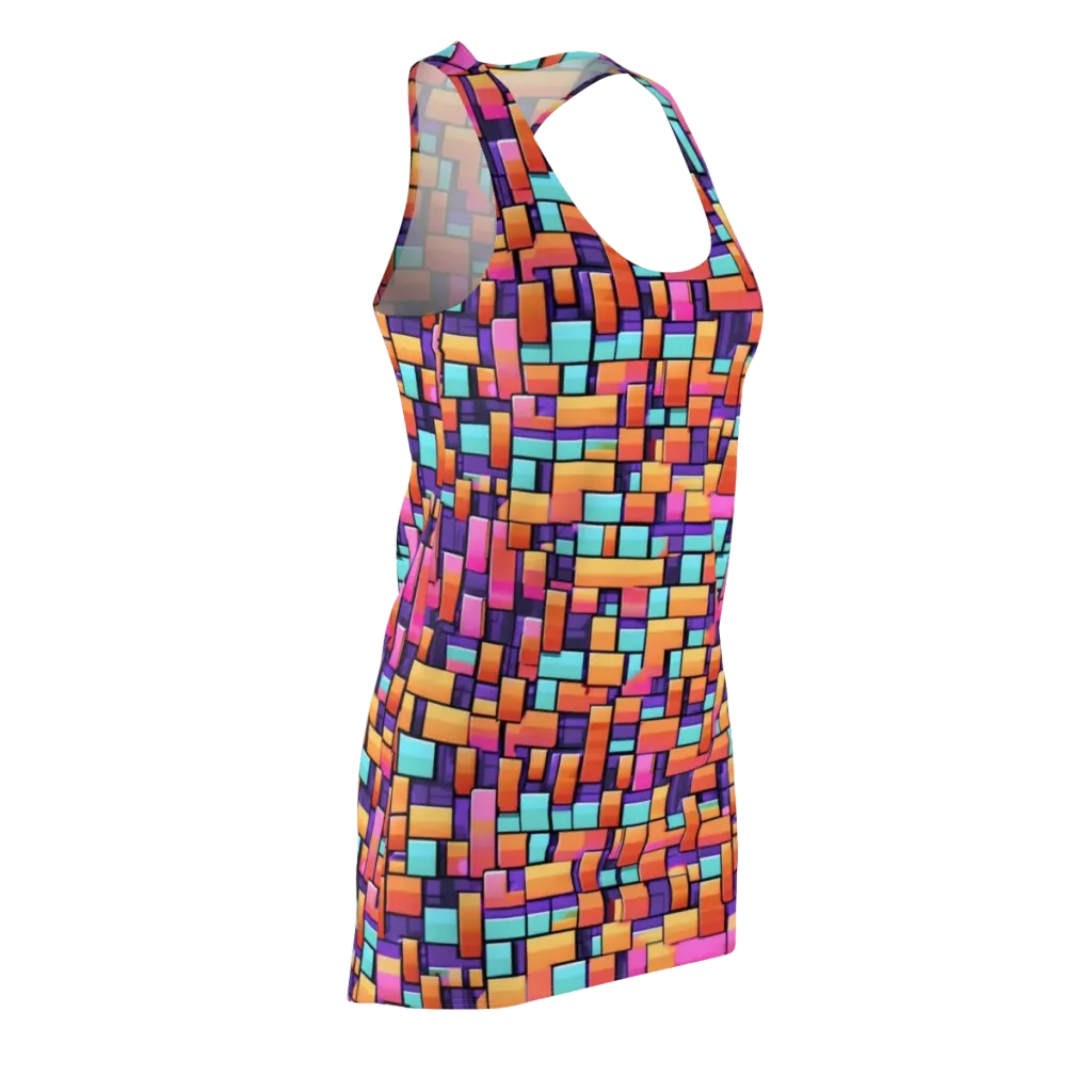 Neon Brickwork on Racerback Dress — Front Side
