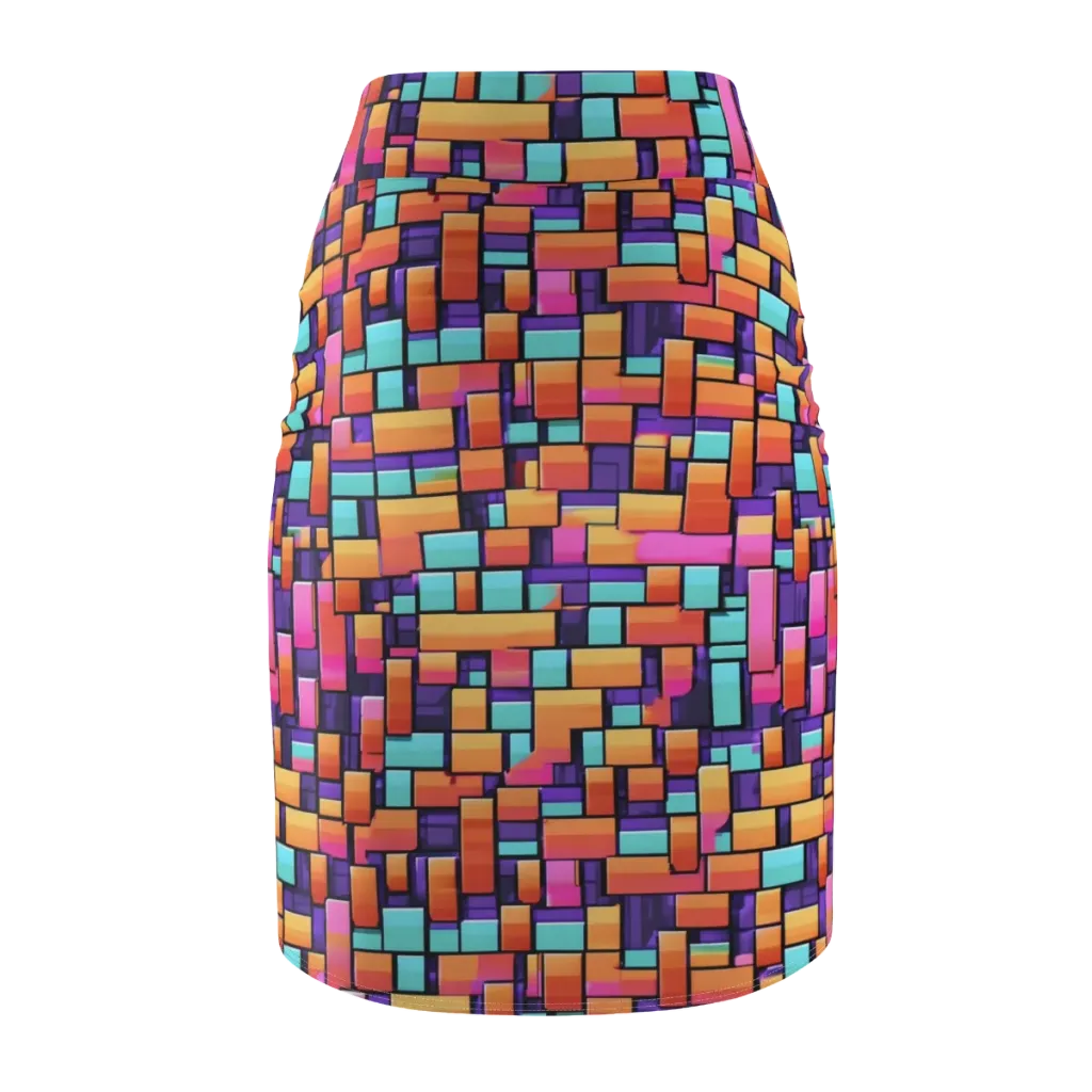 Neon Brickwork on Pencil Skirt — Back