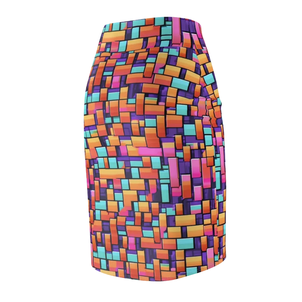 Neon Brickwork on Pencil Skirt — Back Side