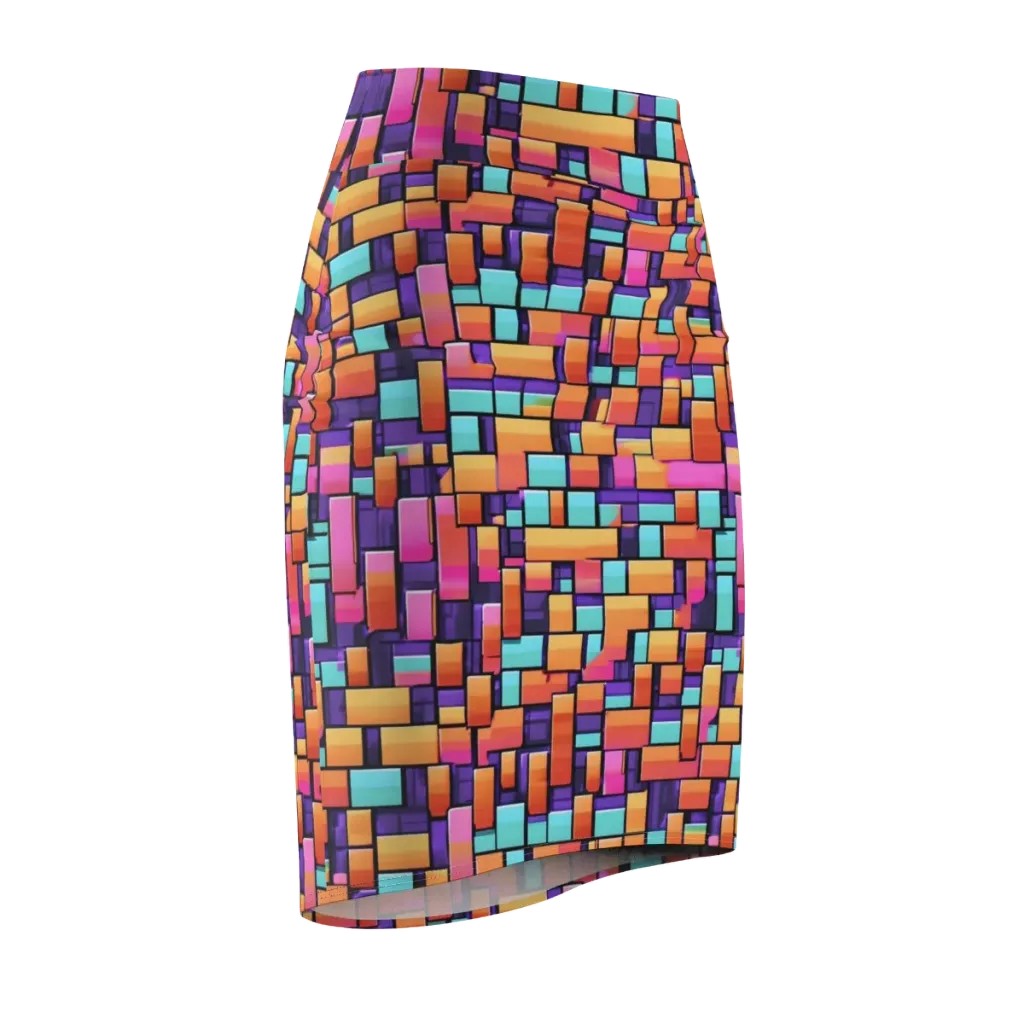 Neon Brickwork on Pencil Skirt — Front Side