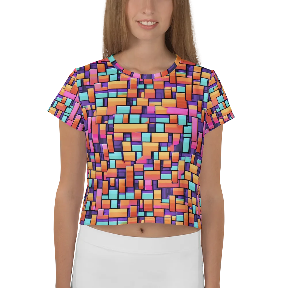 Neon Brickwork on Crop Tee — Front