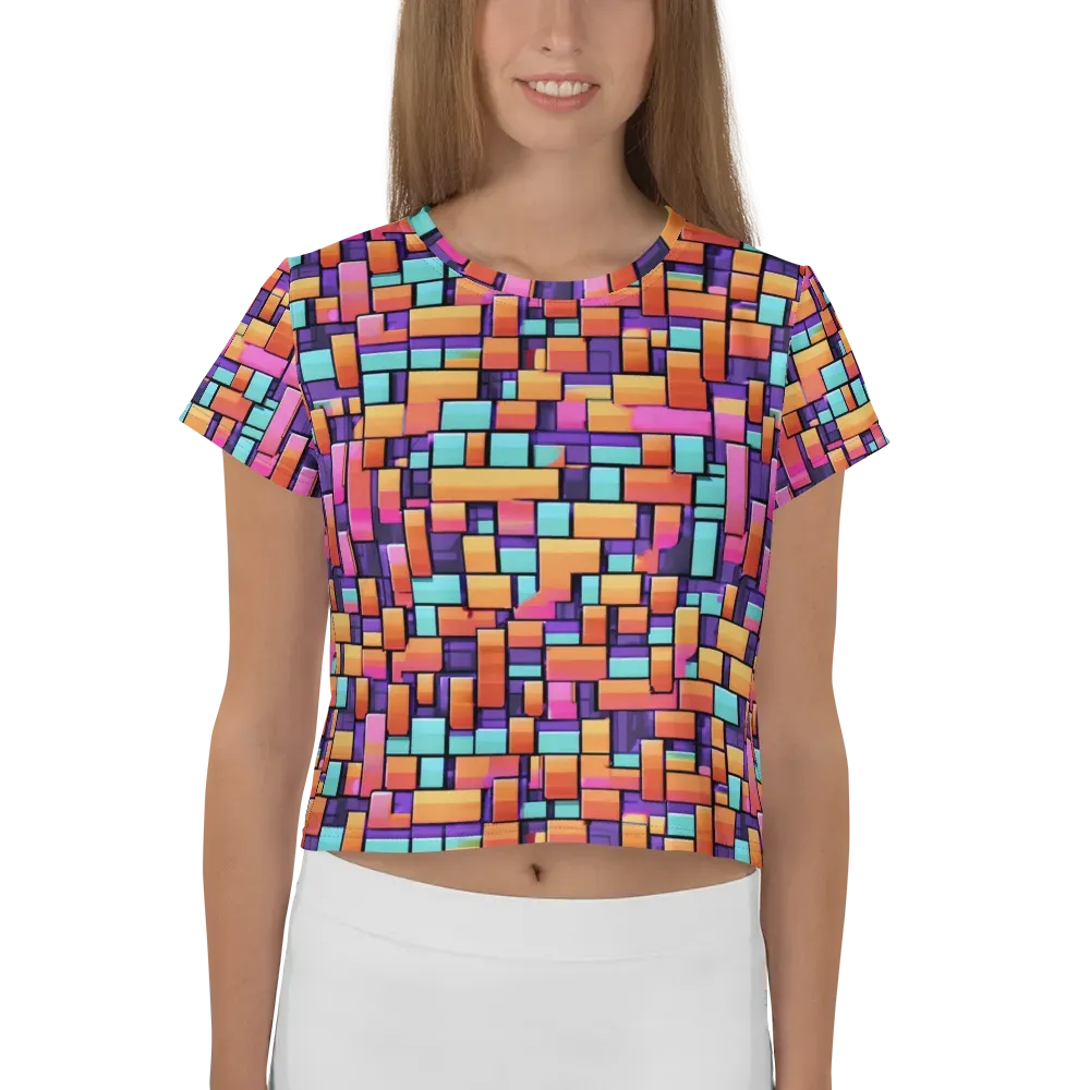 Neon Brickwork on Crop Tee — Front