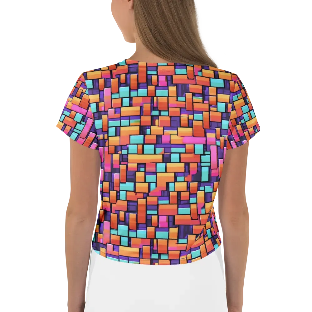 Neon Brickwork on Crop Tee — Back