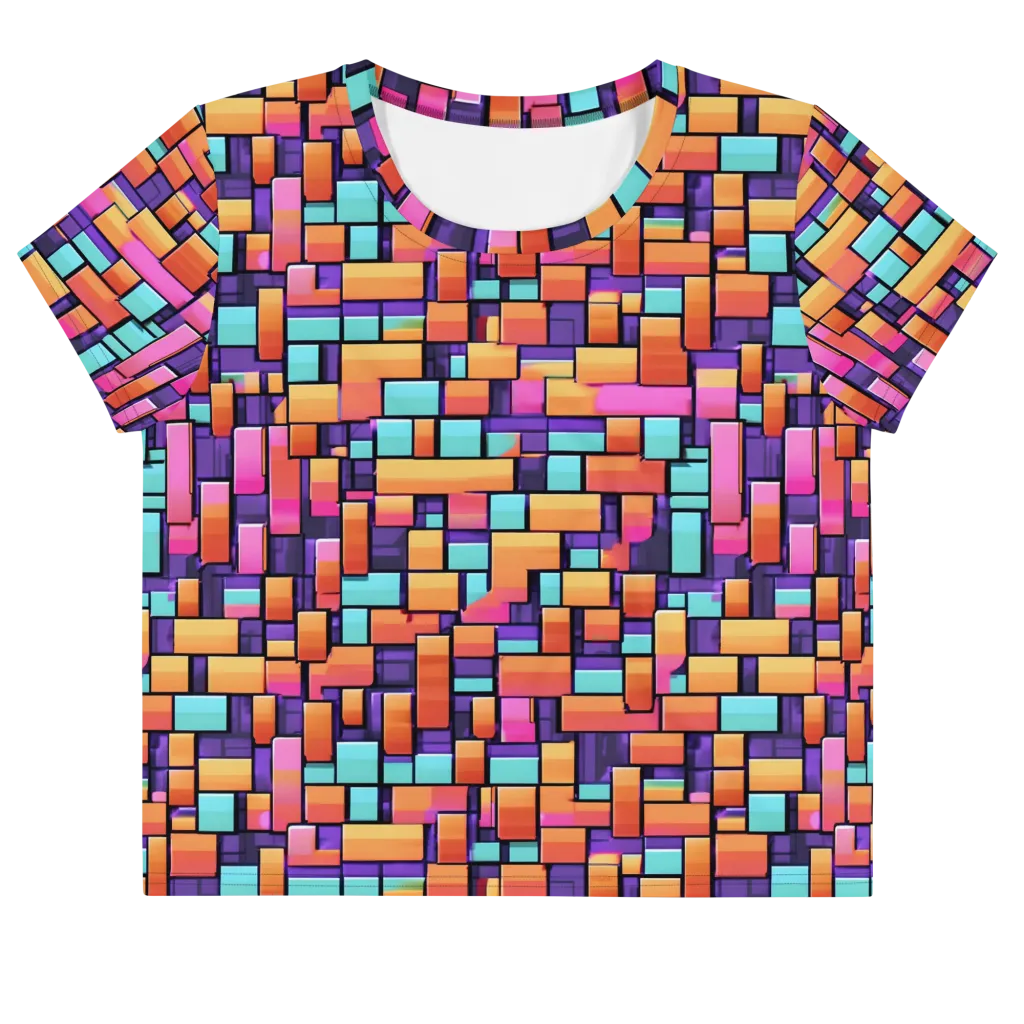 Neon Brickwork on Crop Tee — Front